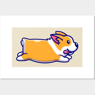 Cute Corgi Running Posters and Art